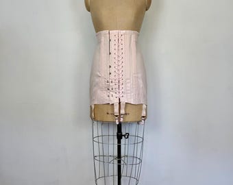 Vintage 70s Girdle | New Old Stock Pink Cotton Girdle with Garters | Deadstock Lane Bryant Adaptolette Corset size 34