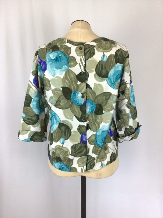 Vintage 60s blouse | Vintage NOS green blue flora… - image 8