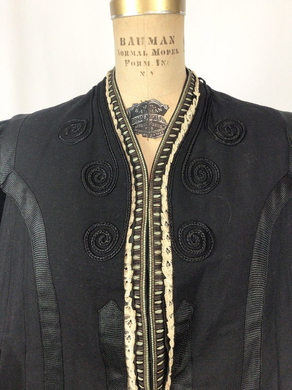 Antique Victorian Jacket | Vinatge black wool sat… - image 2