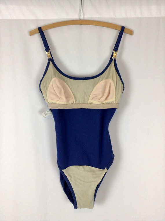 Vintage 70s swimwear | Vintage blue polka dot one… - image 10