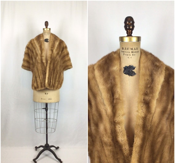 Vintage 50s Stole Vintage Rich Striped Blonde Mink Stole 1950s