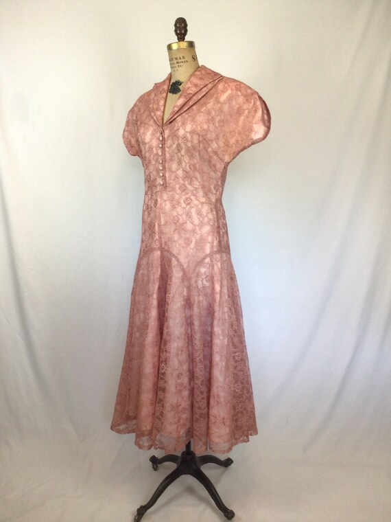 Vintage 40s dress | Vintage rose pink lace dress … - image 6