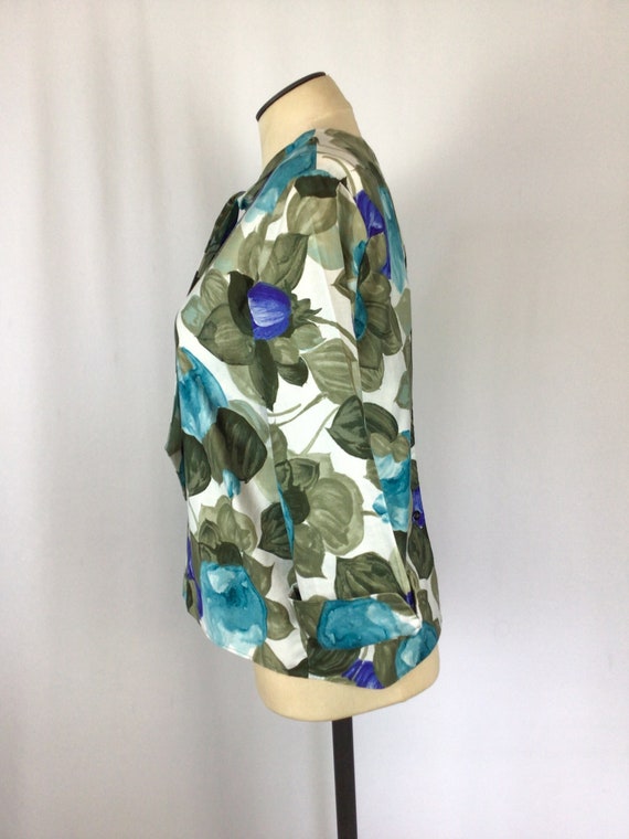 Vintage 60s blouse | Vintage NOS green blue flora… - image 5