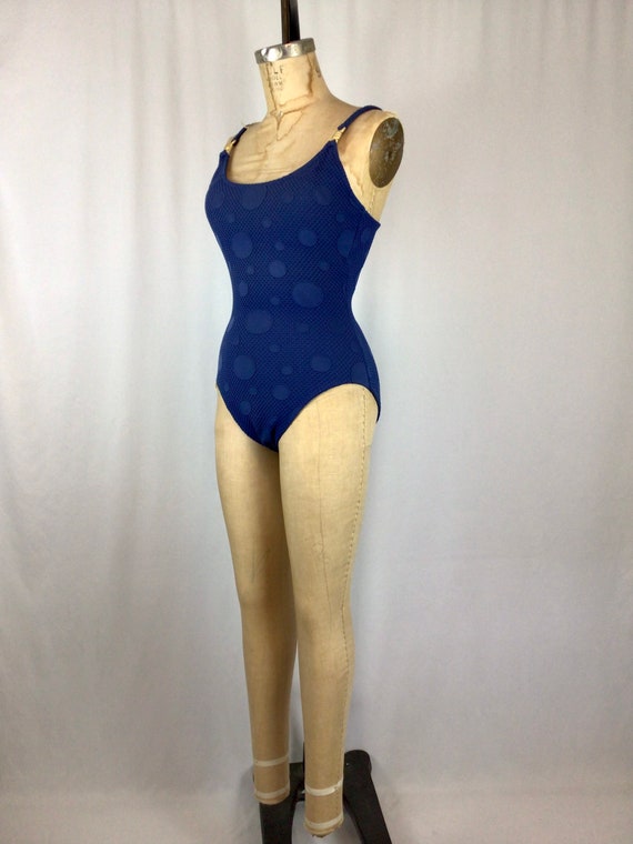 Vintage 70s swimwear | Vintage blue polka dot one… - image 6