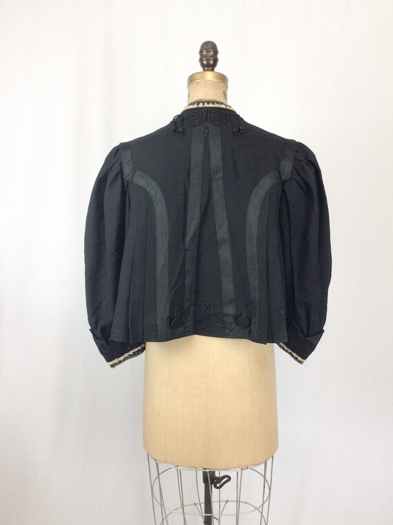 Antique Victorian Jacket | Vinatge black wool sat… - image 8