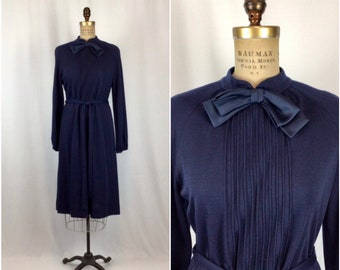 Vintage 60s dress | Vintage navy blue knit dress | 1960s Tony Ruocco for Alper Schwartz dress