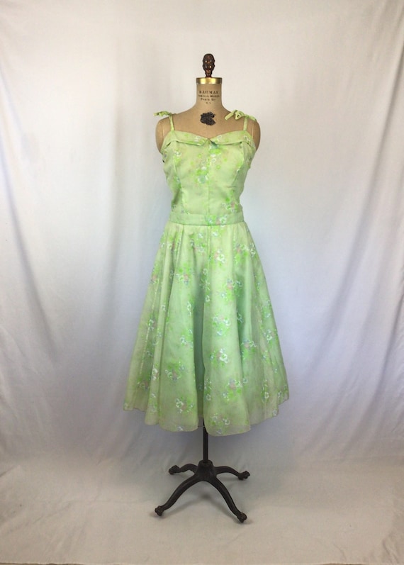 Vintage 60s dress | Vintage green floral fit and … - image 6