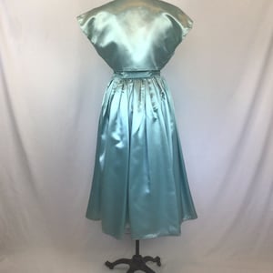 Vintage 50s dress Vintage aquamarine duchess satin party dress 1950s Party Line by Domb cocktail dress image 8