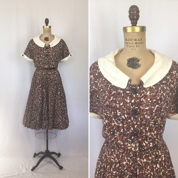 Vintage 50s dress | Vintage abstract print shirtwa