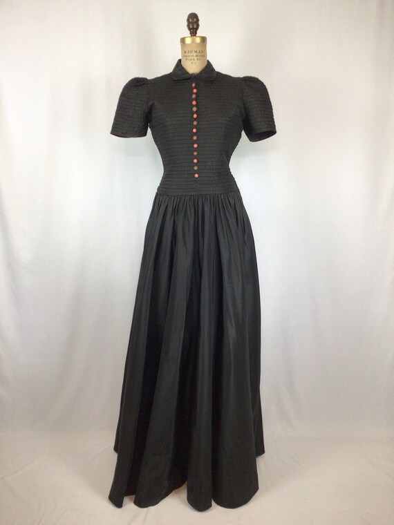 Vintage 30s evening dress | Vintage black taffeta… - image 4