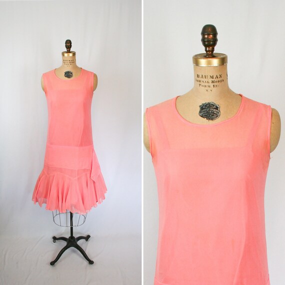 Vintage 20s Dress | Vintage pink chiffon dress | 1