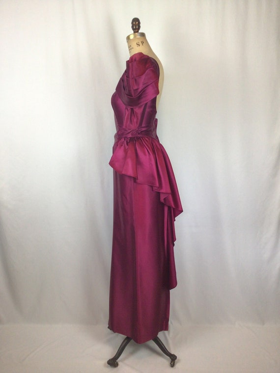 Vintage 60s evening dress | Vintage burgundy sati… - image 7