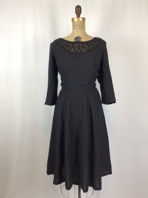 Vintage 40s dress | Vintage black crepe day dress… - image 4