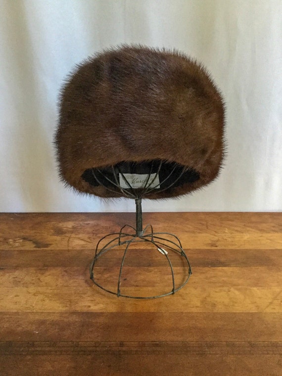 Vintage 60s hat | vintage milk chocolate mink fur