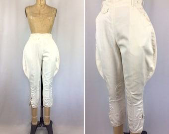 Vintage 20s pants | Vintage white canvas jodhpurs | 1930s Kingston riding pants