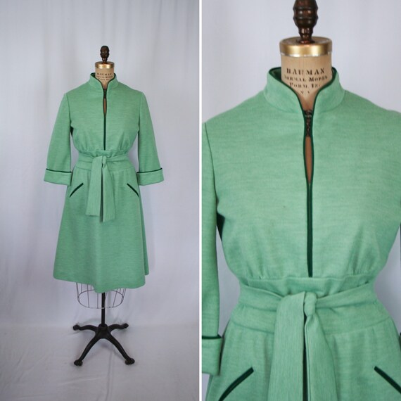 Vintage 70s dress | Vintage green knit dress | 197