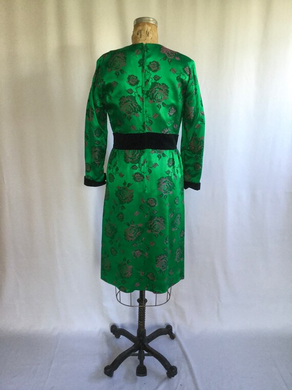 Vintage 80s satin dress | Vintage green satin ros… - image 9