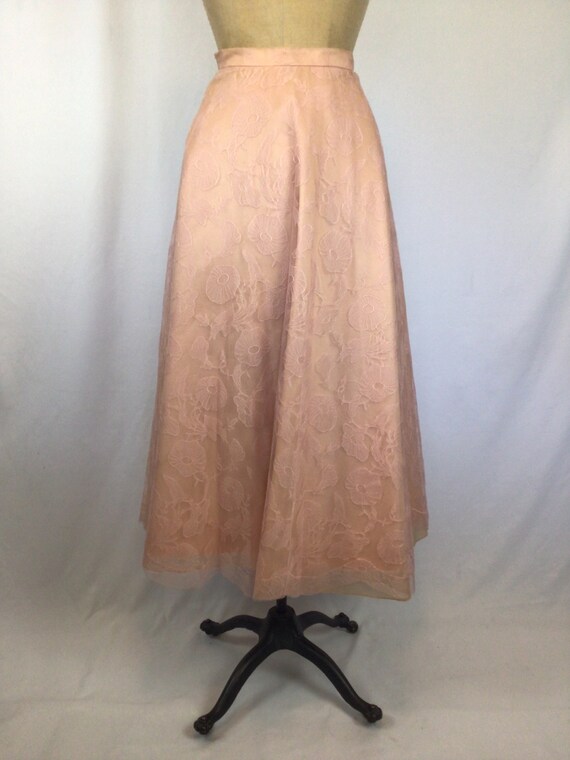 Vintage 50s skirt | Vintage pink silk chantilly l… - image 9