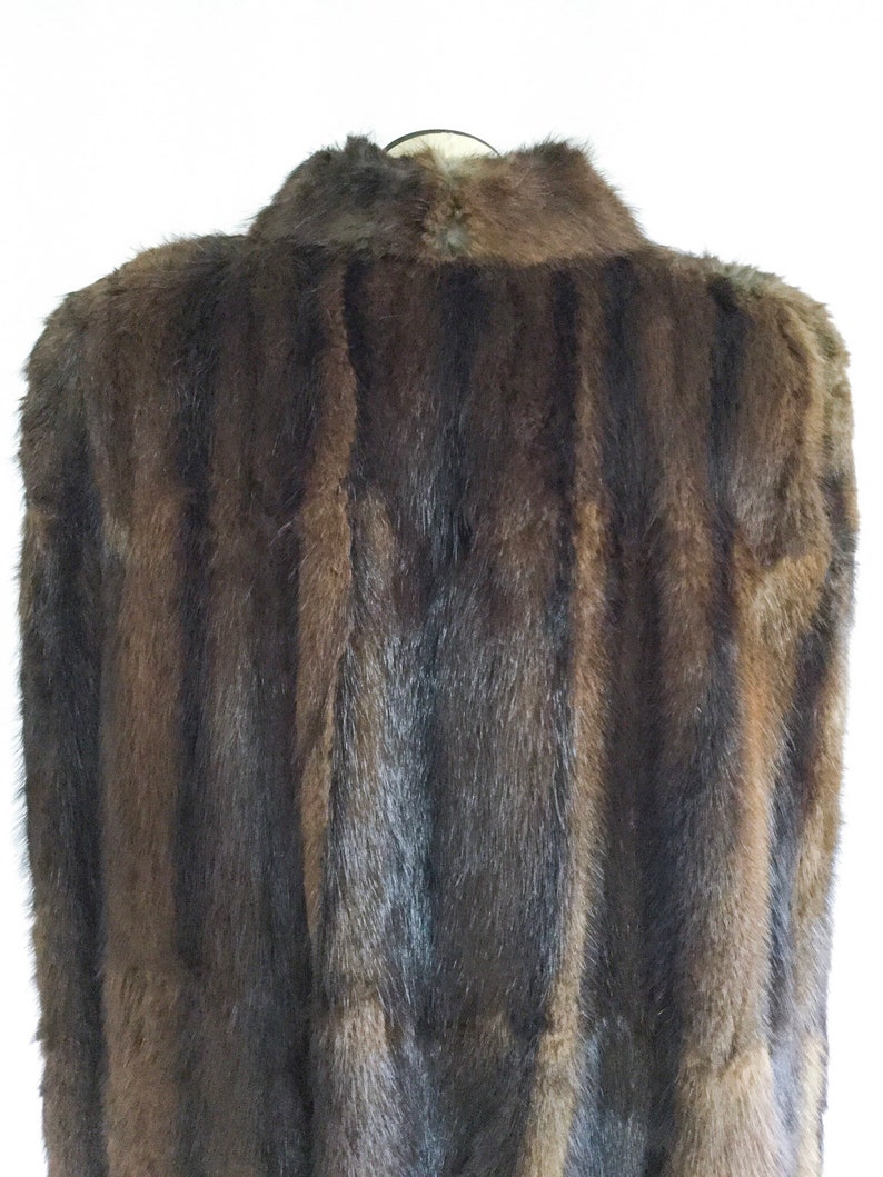 Vintage 50s fur cape Vintage rich striped brown mink cape Early 1950s Vancouver Fur factory mink fur cape stole image 8