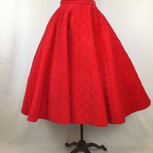 Vintage 50s skirt Vintage red quilted circle skirt 1950s Chumley Sportswear full skirt zdjęcie 4