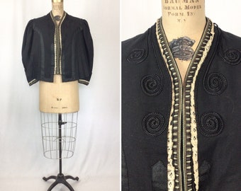 Antique Victorian Jacket | Vinatge black wool satouche overshirt jacket | 1900s Victorian bodice jacket