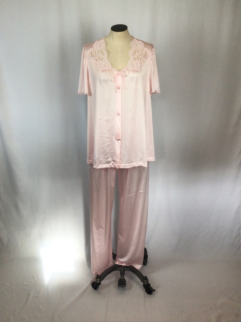 Vintage 60s Negligee set Vintage soft pink three piece pajama set 1960s Collections JC Penneys pjs and robe image 6