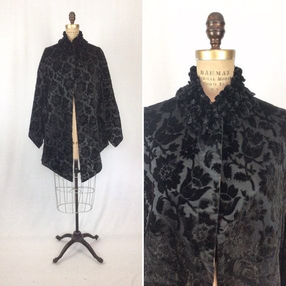 Vintage Victorian coat | Vintage black floral cut