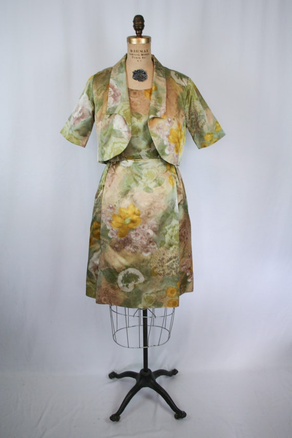 Vintage 50s dress suit | Vintage floral watercolo… - image 4