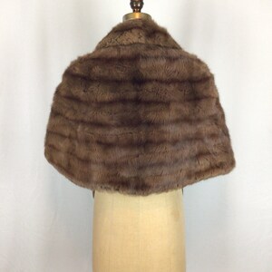 Vintage 50s stole Vintage chocolate brown striped mink stole 1950s Feldman Bros fur cape image 7