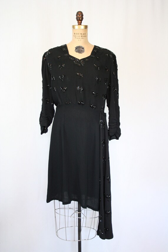 Janet Taylor rayon 40s dress | Vintage black rayo… - image 4