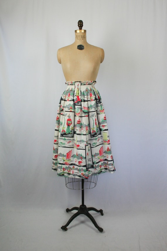 Vintage 50s full skirt | Vintage Asian inspired no