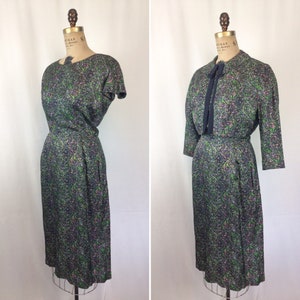 Vintage 50s dress suit Vintage floral wiggle dress bolero jacket 1950s Bloomfield two piece dress suit image 5