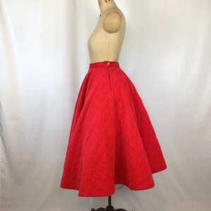 Vintage 50s skirt Vintage red quilted circle skirt 1950s Chumley Sportswear full skirt image 6