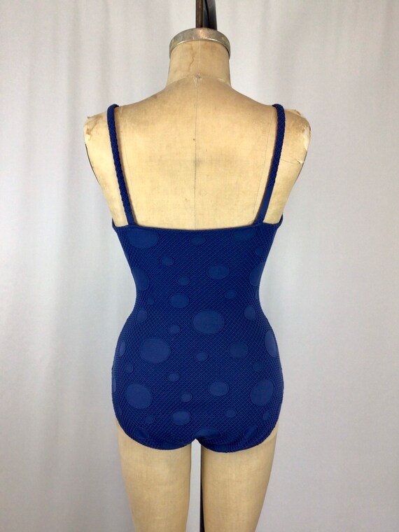 Vintage 70s swimwear | Vintage blue polka dot one… - image 8