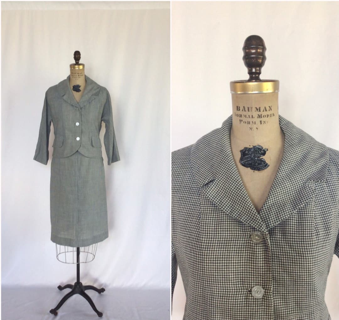 Vintage 1950s Honeycomb Two Piece Set Skirt Suit | XS/S