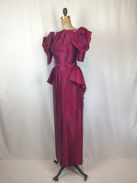 Vintage 60s evening dress | Vintage burgundy sati… - image 6