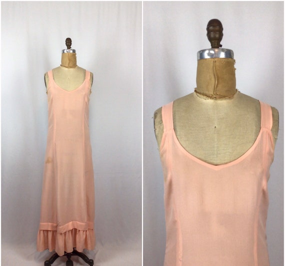 Vintage 30s nightgown | Vintage peachy pink silk … - image 1