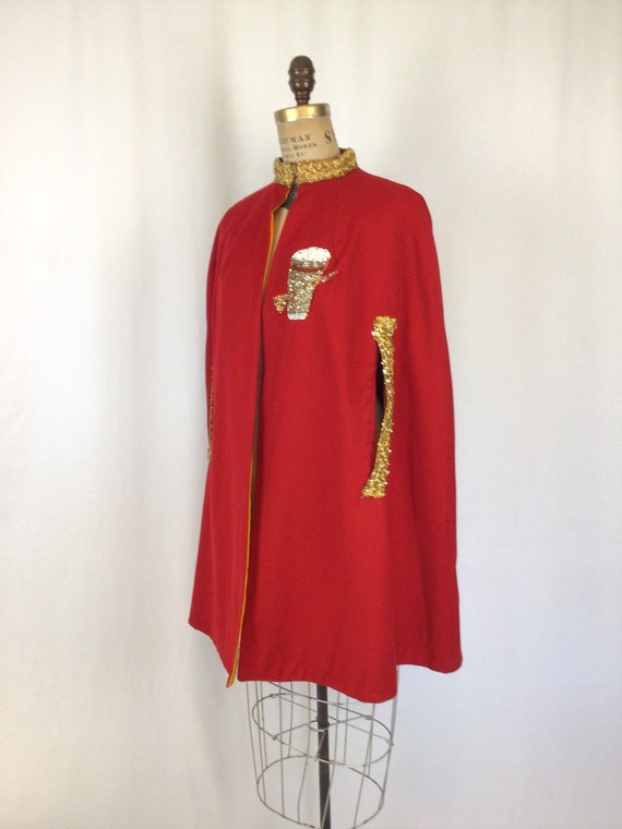Vintage 1950s cape | Vintage red yellow Shriners … - image 4