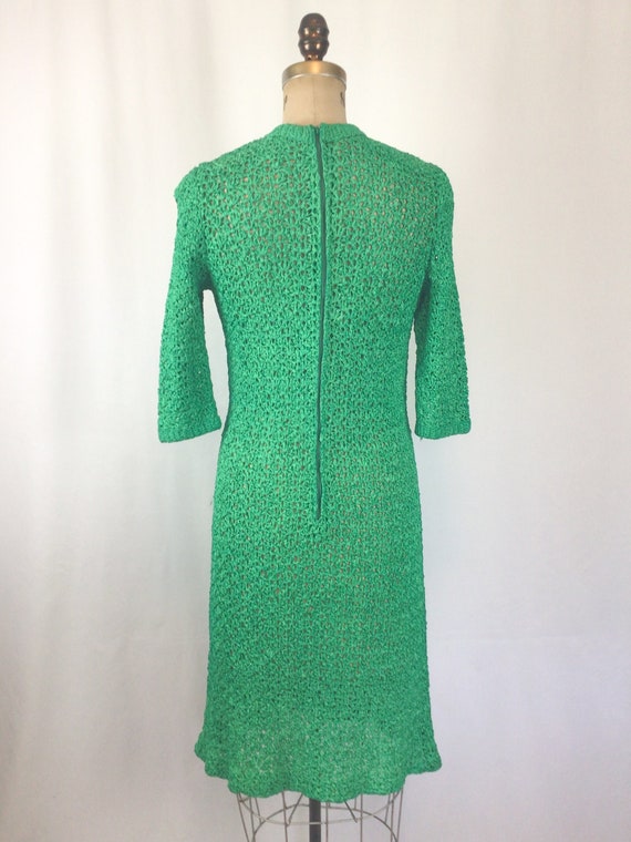 Vintage 60s dress | Vintage kelly green ribbon kn… - image 9