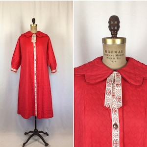 Vintage 60s Robe| Vintage deadstock red quilted bathrobe | 1960s J C Penney’s lounge house coat