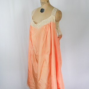 Vintage 30s nightgown Vintage peach rayon lace nightdress 1930s XXLarge negligee image 6