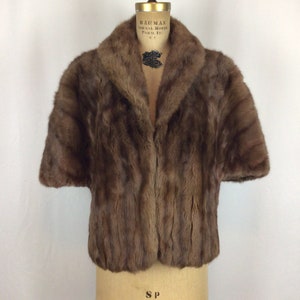 Vintage 50s stole Vintage chocolate brown striped mink stole 1950s Feldman Bros fur cape image 3