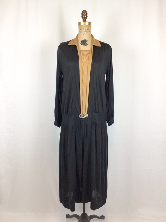 Vintage 20s Dress | Vintage black rayon jersey dr… - image 4