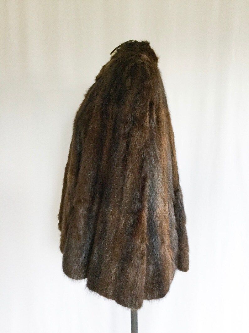 Vintage 50s fur cape Vintage rich striped brown mink cape Early 1950s Vancouver Fur factory mink fur cape stole image 6