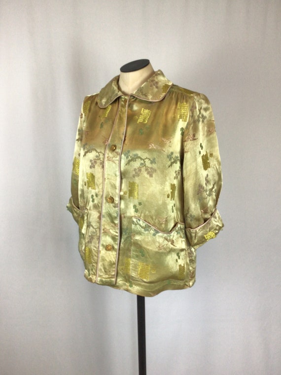 Vintage 50s jacket | Vintage gold chinoiserie shi… - image 6