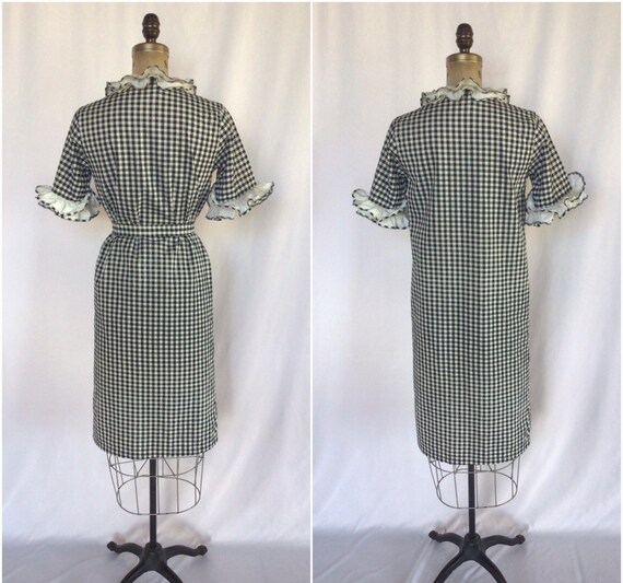 Vintage 60s dress | Vintage black white gingham d… - image 7