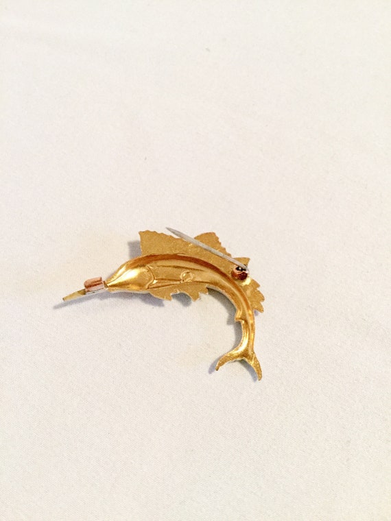 Vintage 50s Brooch | Vintage metal fish theme bro… - image 4