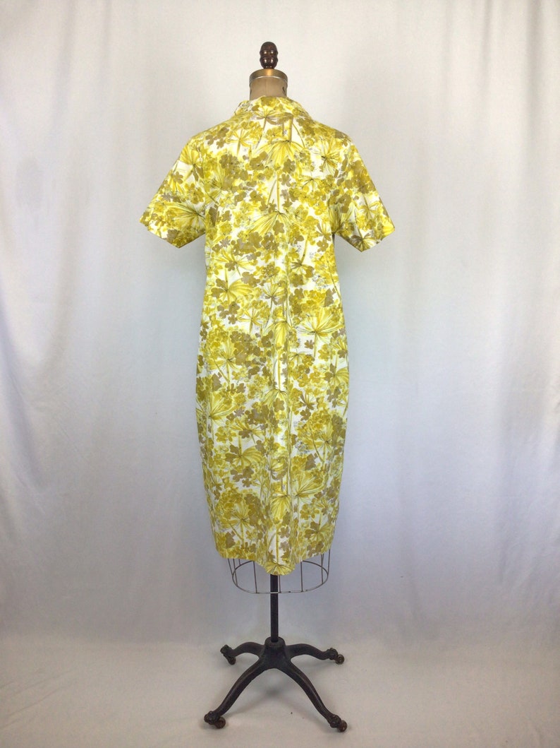 Vintage 50s dress Vintage yellow cotton day dress 1950s floral print house dress image 9