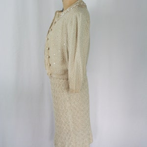 Vintage 50s knit suit Vintage hand knit two piece suit 1950s I. Magnin cardigan dress suit image 7
