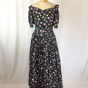 Vintage 30s evening dress Vintage polka dot evening gown 1930s long multi colored party dress image 4